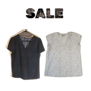 Hilary Radley Short Sleeve Blouses Lot of 2 V-Neck Work Office Casual Size M